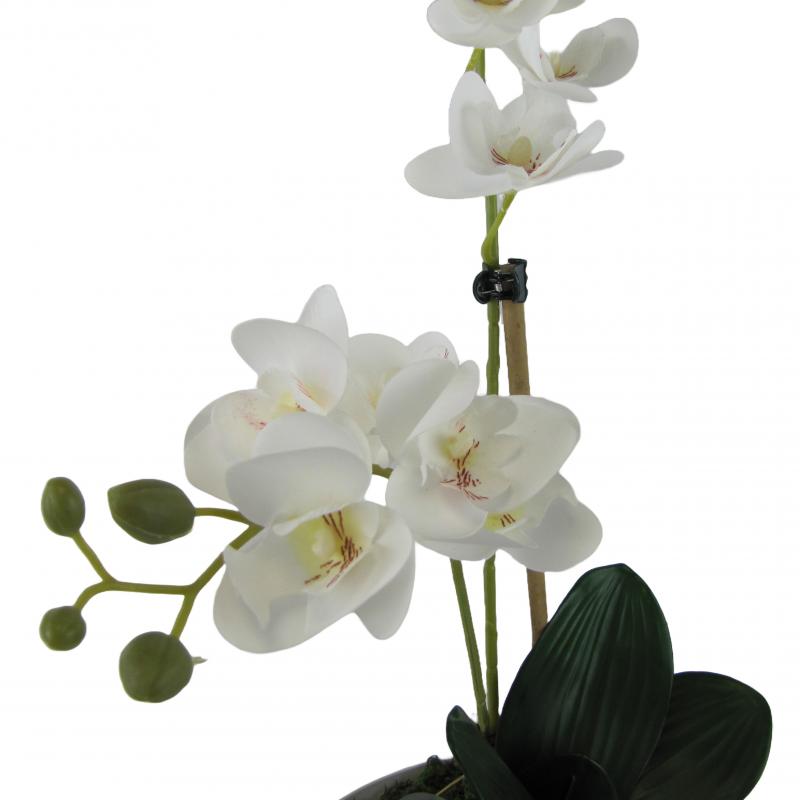 Sztuczne storczyki x2 w doniczce 55cm białe (5 szt.)